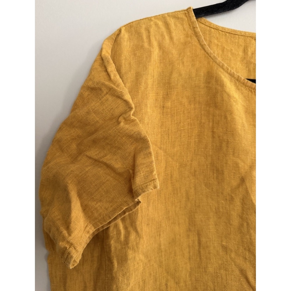 Eileen Fisher Organic Linen Square Top Mustard Yelllow Women's Size Small - Picture 7 of 10